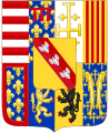 Wappen der Herzöge von Lothringen (16. bis 18. Jahrhundert) mit dem Wappen des Königreichs Jerusalem oben links