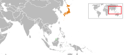 Map indicating locations of Brunei and Japan