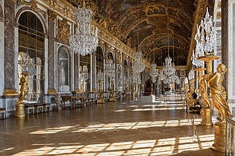 Hall of Mirrors at Palace of Versailles, decorated by Charles Le Brun (1678–1684)[11]