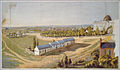 Image 31Portrait of the Mall and vicinity looking northwest from southeast of the U.S. Capitol circa 1846–1855, showing stables in the foreground, the Washington City Canal behind them, the Capitol on the right and the Smithsonian "Castle", the Washington Monument and the Potomac River in the distant left. (from National Mall)