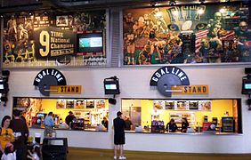 At Heinz Field, in Pittsburgh, Pennsylvania, the "Goal Line Stand" incorporates sports and food into their concession stand.