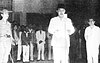 Sukarno, accompanied by Mohammad Hatta, proclaiming Indonesian independence