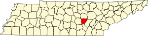 Map of Tennessee highlighting Van Buren County
