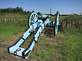 An 8-pounder Gribeauval cannon is sited in Battery 6 at Chalmette National Battlefield in New Orleans, La.