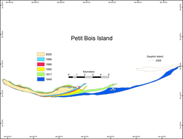 Historical map of the geomorphology of Petit Bois Island