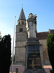 The church and war memorial in Saint-Denis-de-Jouhet