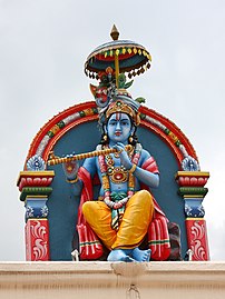 In Hinduism, Krishna is depicted with blue skin