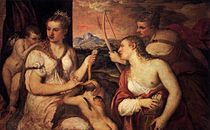 Venus Blindfolding Cupid by Titian, c. 1565