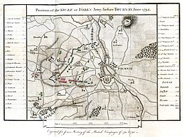 Sepia print shows a map of Tournai's defenses in June 1794.