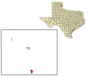 Location in Wheeler County and the state of Texas.
