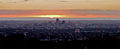 View of the eastern suburbs, the Adelaide city centre and the Gulf St Vincent at sunset from the summit.
