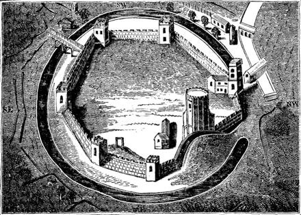 16th-century illustration of Oxford Castle