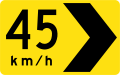 (D4-V110) Curve marker with Advisory Speed (right, used in Victoria and Queensland)