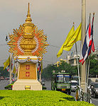 The Great Crown of Victory exhibit showing Thai regalia in honour of the 60th anniversary of King Bhumibol Adulyadej's accession to the throne in 2006.