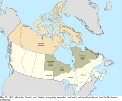 Map of the change to Canada on May 15, 1912