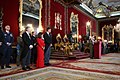 King Felipe VI giving a speech in front of the thrones of the king and queen of Spain, Madrid