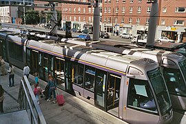 Luas tram terminus at the station entrance in 2005