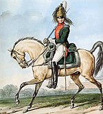 Mounted French dragoon in green uniform