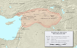 Hamdanid territory in 955 during the rule of Sayf al-Dawla