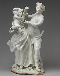 Harlequin Family, 1740-1745, based on a Meissen group, one of the "factory's finest achievements".[14]