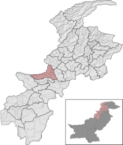 Khyber District (red) in Khyber Pakhtunkhwa