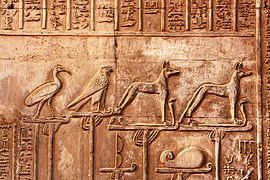 Divine standards depicted in Kom Ombo Temple. Second or first century BC.