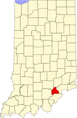 Map of Indiana highlighting Scott County