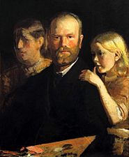 Michael Ancher: Self portrait with Anna and Helga, 1990