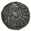 Coin with a man in profile surrounded by lettering reading OFFA REX