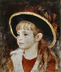 Fillette au chapeau bleu English: Little girl in blue hat Portrait of Henriot by Pierre-Auguste Renoir [1881]