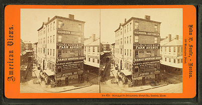 Scollay's building, Court St., 19th century (stereograph by John P. Soule)