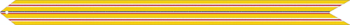 yellow streamer with three red and white stripes