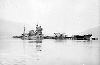 Tone sunk in Etajima Bay, 29 July 1945