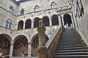Stairs and inner courtyard of the Bargello in Florence (begun 1255)