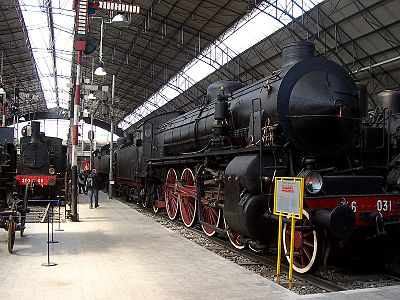 View of some trains in the museum.