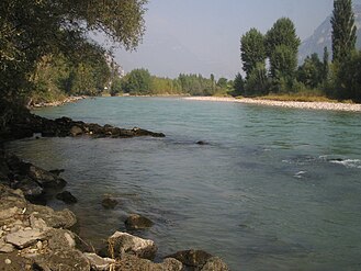 The Adige flowing through Lagarina Valley