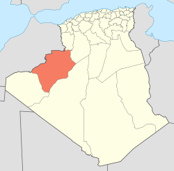 Map of Algeria highlighting Béchar Province