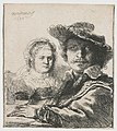 Rembrandt und Saskia, Radierung, 1636, Rembrandthuis
