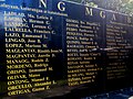 Detail of the Wall of Remembrance at the Bantayog ng mga Bayani, showing names from the first batch of Bantayog Honorees, including that of Joaquin "Chino" Roces.