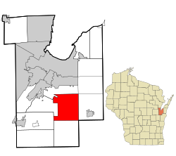 Location in Brown County and the state of Wisconsin.