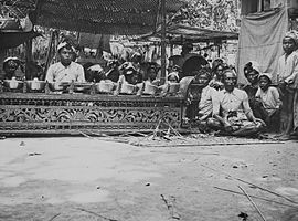 Balinese Gamelan in a village near Sukawati, Bali after the Cremation Ceremony on 21 September 1922