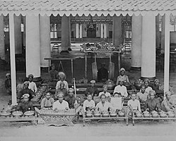Gamelan orchestra in East Java, late 19th century