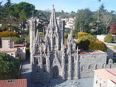 Scale model of the cathedral, at the Catalunya en Miniatura park
