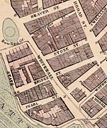 map published in 1867, showing the old headquarters