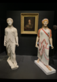Experimental color reconstruction of the so-called Winckelmann-Artemis from Pompeii next to the original marble statue, Frankfurt Liebieghaus
