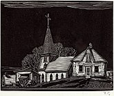 Church, Burks Falls (second version), c. 1930, wood engraving on calendered wove paper, National Gallery of Canada, Ottawa