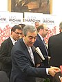 Gasparri campaigning on behalf of Alfio Marchini during the municipal elections in Rome in 2016.