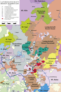 Hesse-Darmstadt (HD) and Hesse-Kassel (HK) in 1789