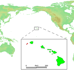 Location of Niʻihau in the Hawaiian Islands