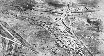 Schützengräben als Teil der Hindenburglinie im Ersten Weltkrieg